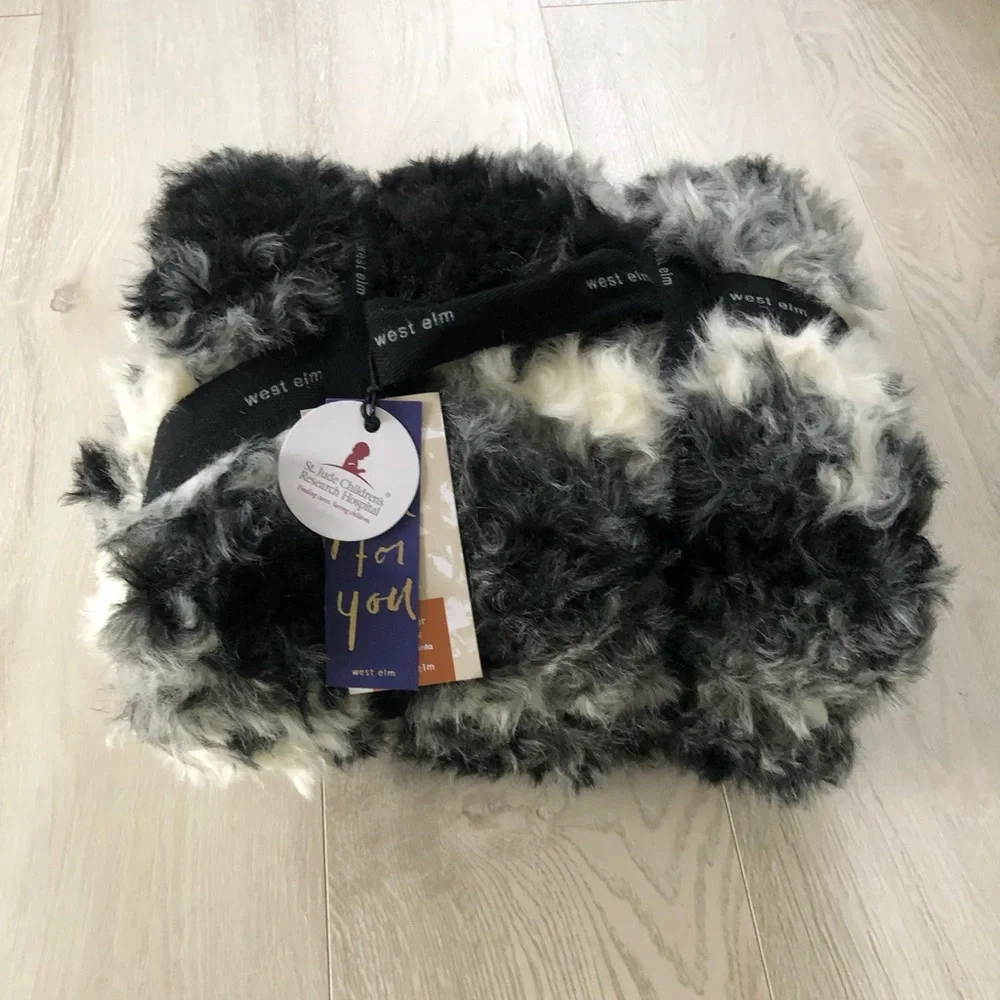 NWT West Elm Faux Fur Shearling Throw Blanket